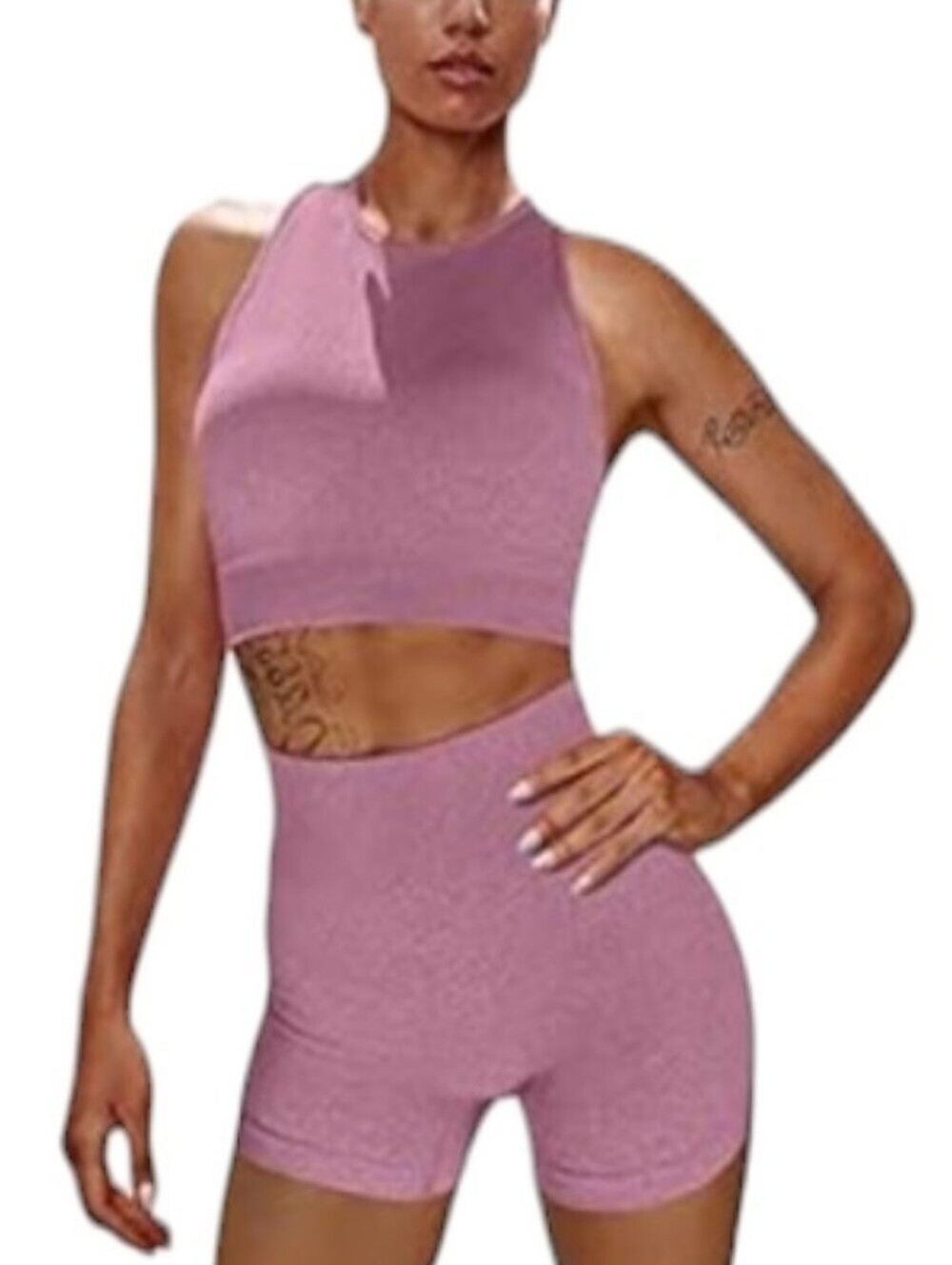 2 PC Light Pink Workout Set MD Bra & Shorts